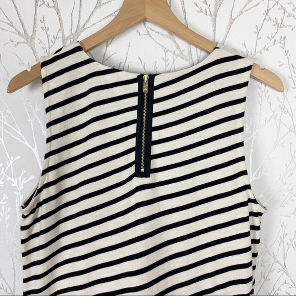 TALBOTS Cotton Knit Sheath Dress Black White Bias Stripe Pockets Sleeveless - Picture 7 of 12